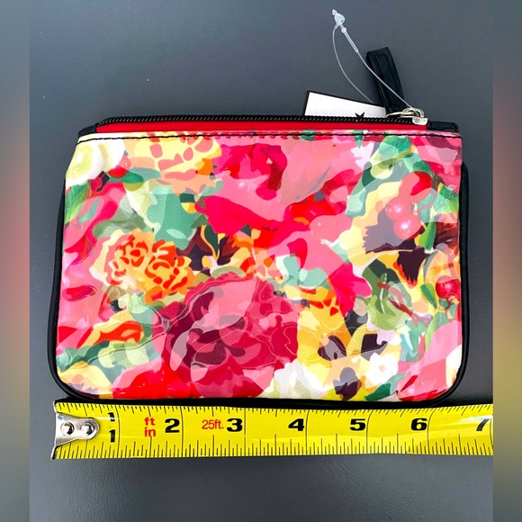Macy’s Clinique mini lipstick makeup bag pouch floral fabric plastic NWT - Picture 4 of 5